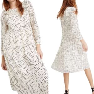 Madewell Ruffle Shoulder Longsleeve Retro Dress Ivory Sz M